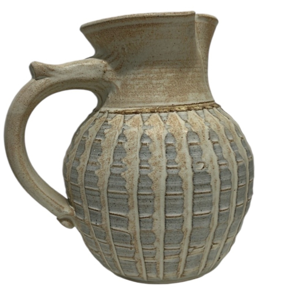Stoneware Pitcher, Mid Century Studio Pottery, Neutral Colors